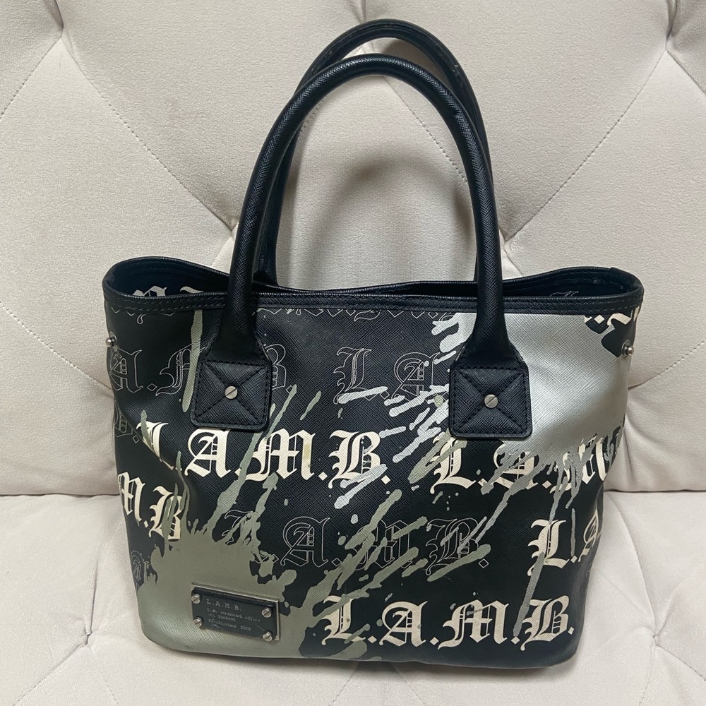 L.A.M.B. Black and Gray Splatter Tote